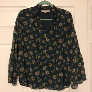 Loft Petite floral bell sleeved blouse